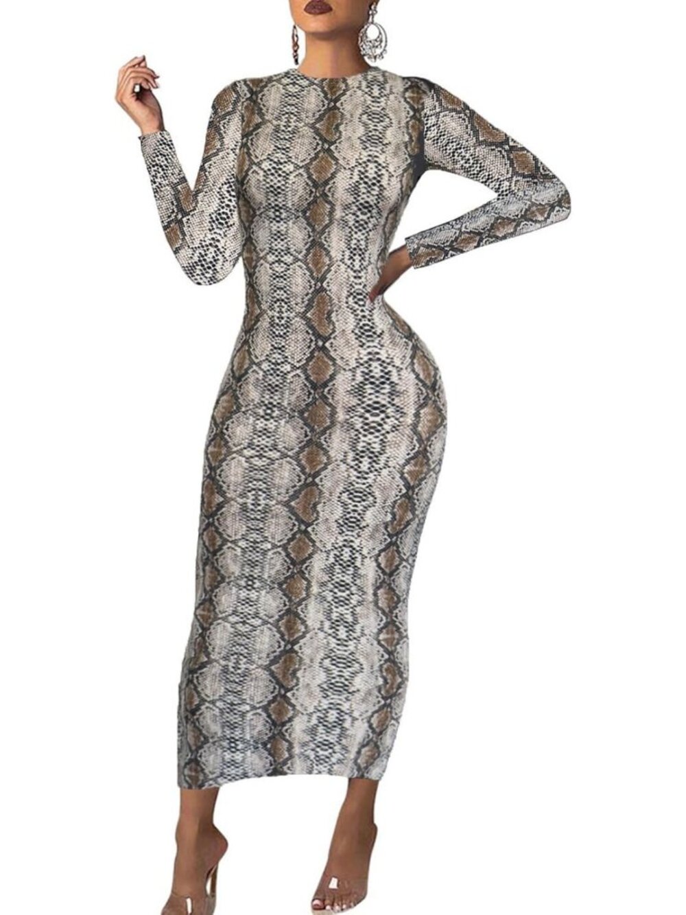 Chic Women's Long Sleeve Bodycon Maxi Dress - Casual Fall Party Pencil Dress